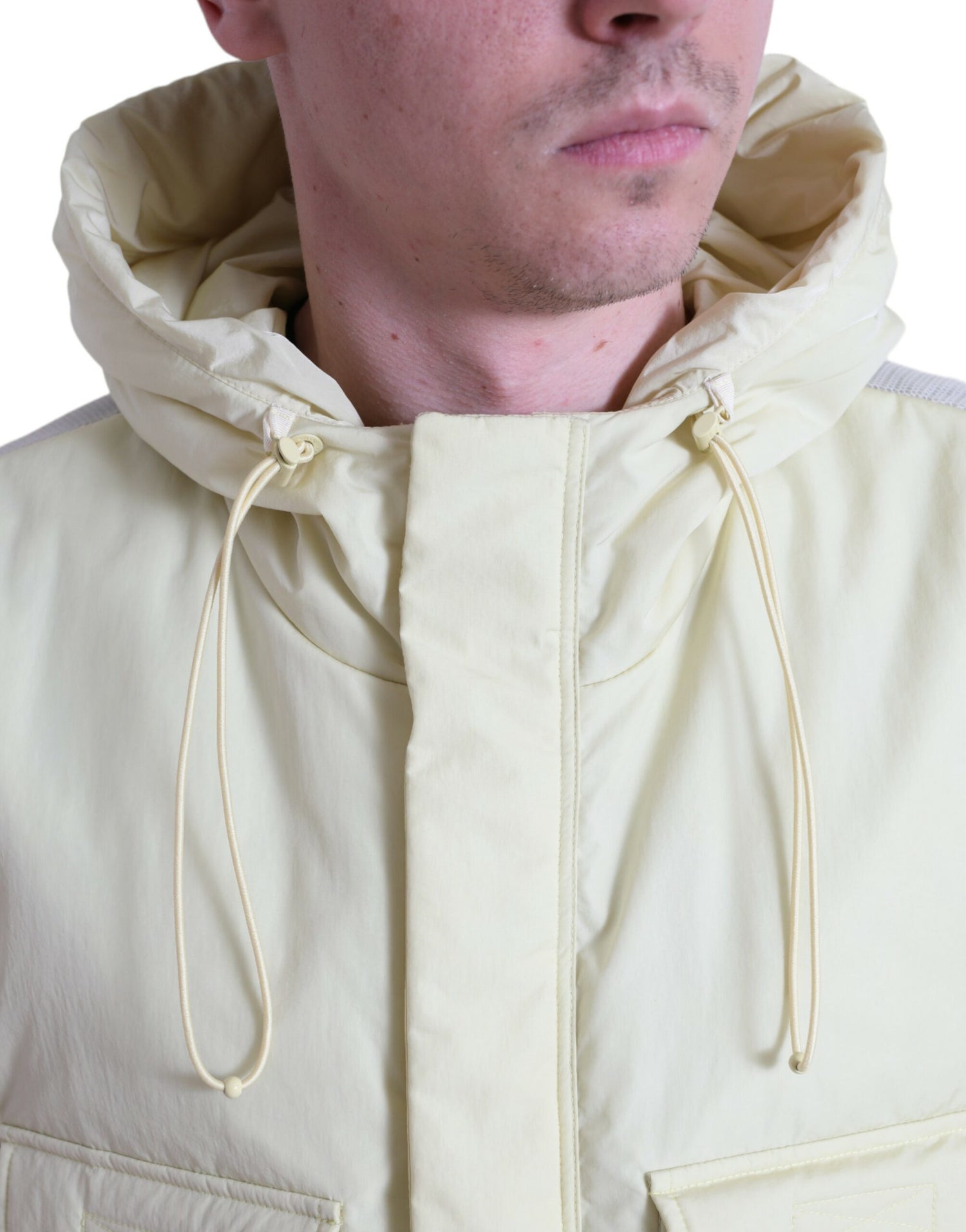 Dolce &amp; Gabbana Yellow Nylon Hooded Sportswear Vest Jacket
