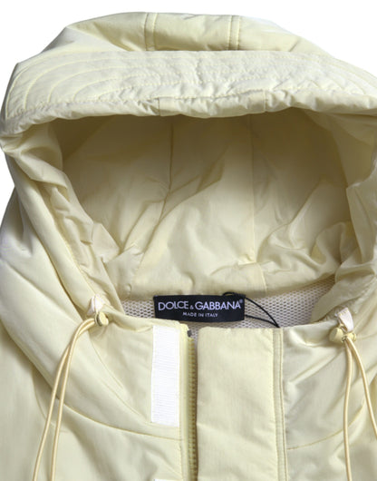 Dolce &amp; Gabbana Yellow Nylon Hooded Sportswear Vest Jacket