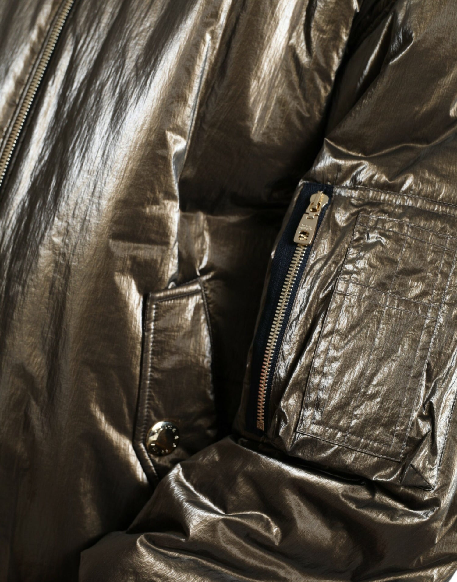Dolce &amp; Gabbana Bronze Nylon Full Zip Men Bomber Jacket