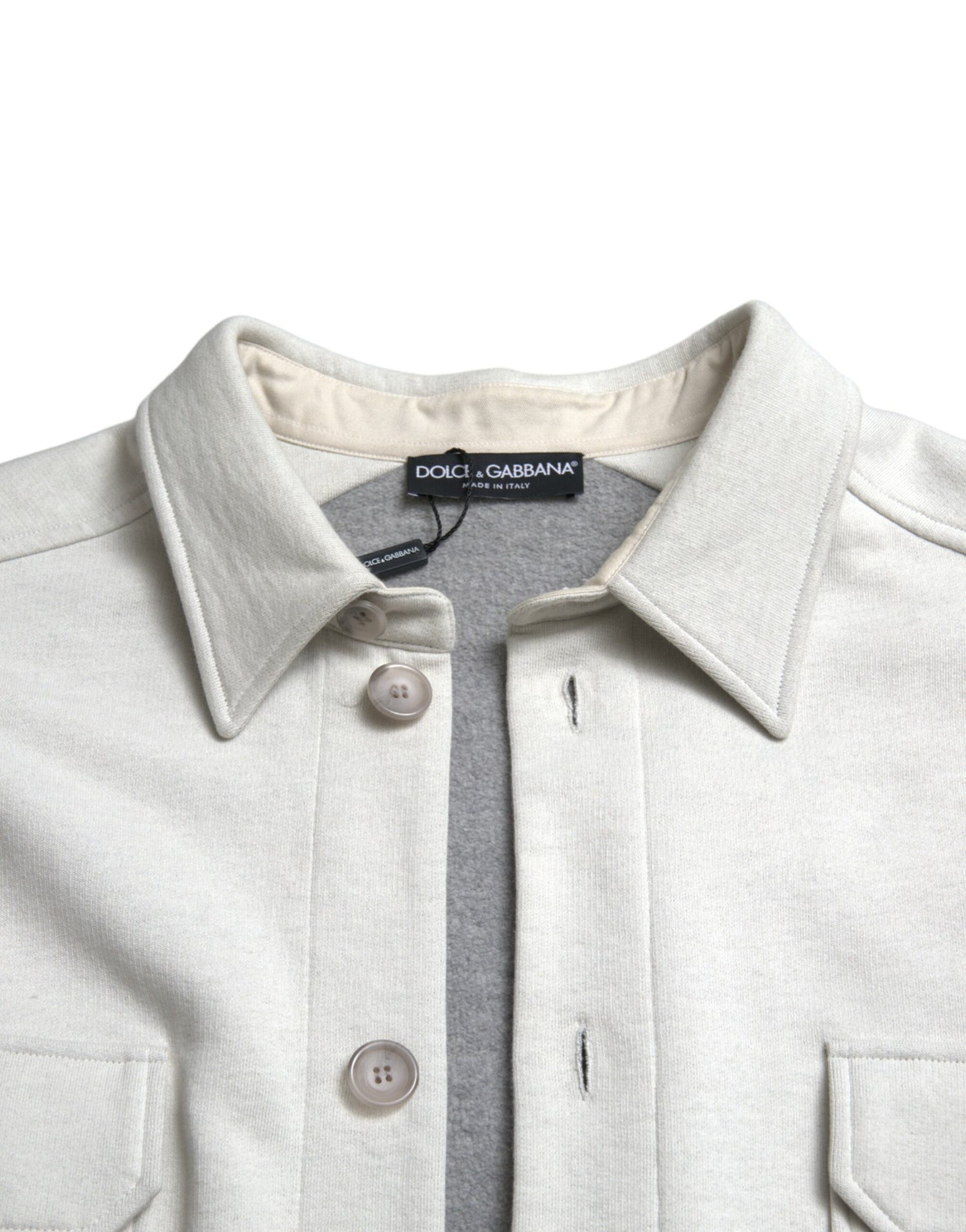 Dolce &amp; Gabbana Grey Cotton Button Down Collared Coat Jacket