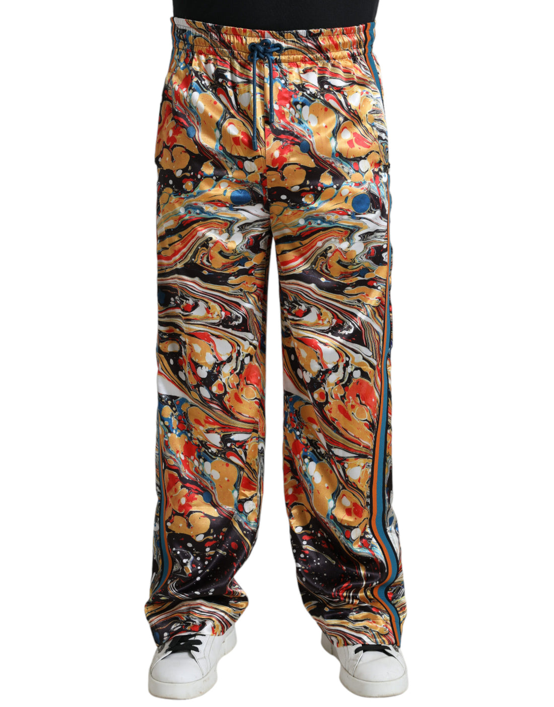 Dolce &amp;amp; Gabbana Flerfärgade Marmormönster Satinbyxor