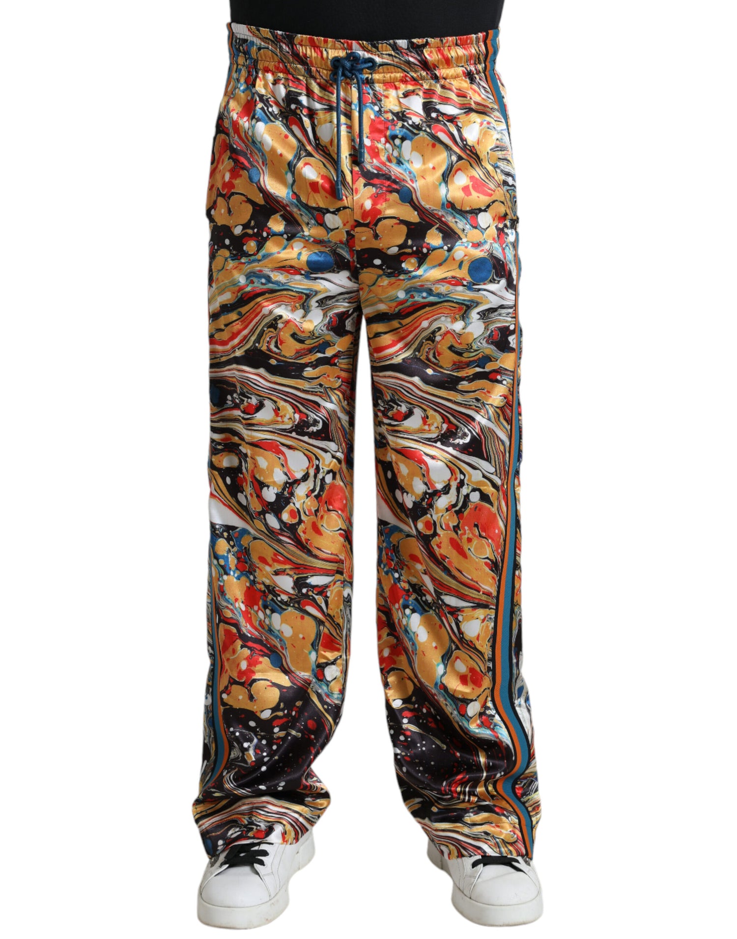 Dolce &amp;amp; Gabbana Flerfärgade Marmormönster Satinbyxor