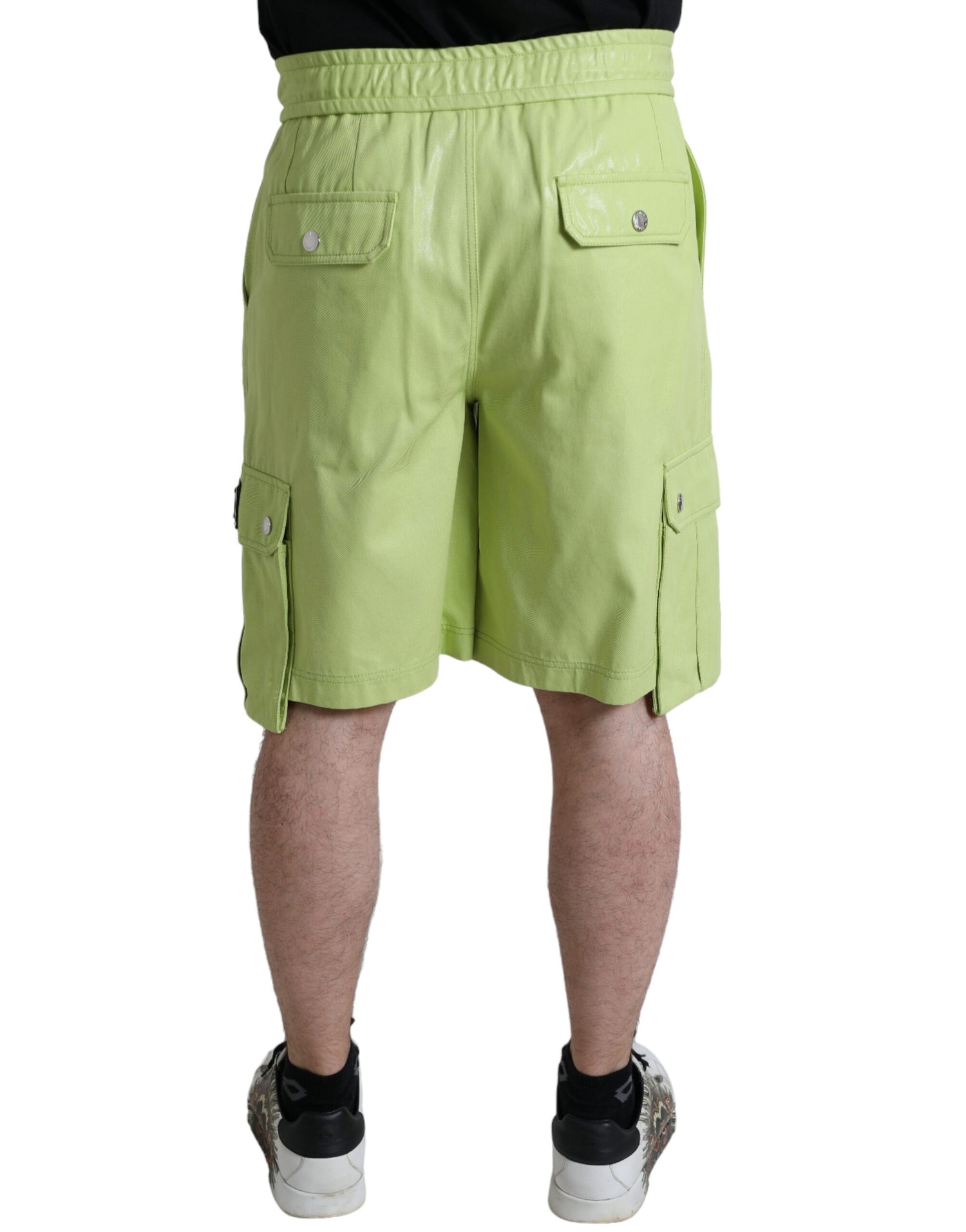Dolce &amp; Gabbana Light Green Cotton Men Cargo Bermuda Shorts