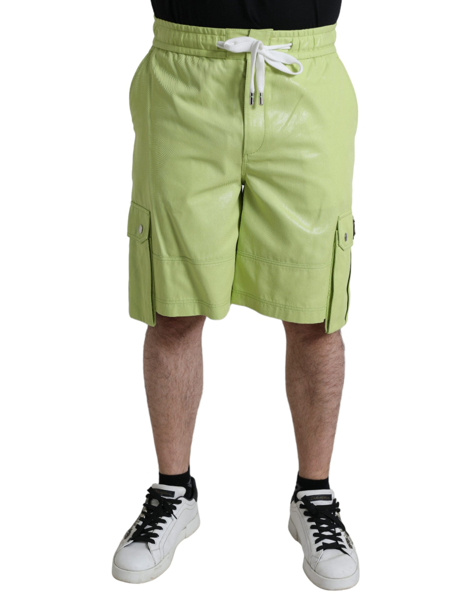 Dolce &amp; Gabbana Light Green Cotton Men Cargo Bermuda Shorts