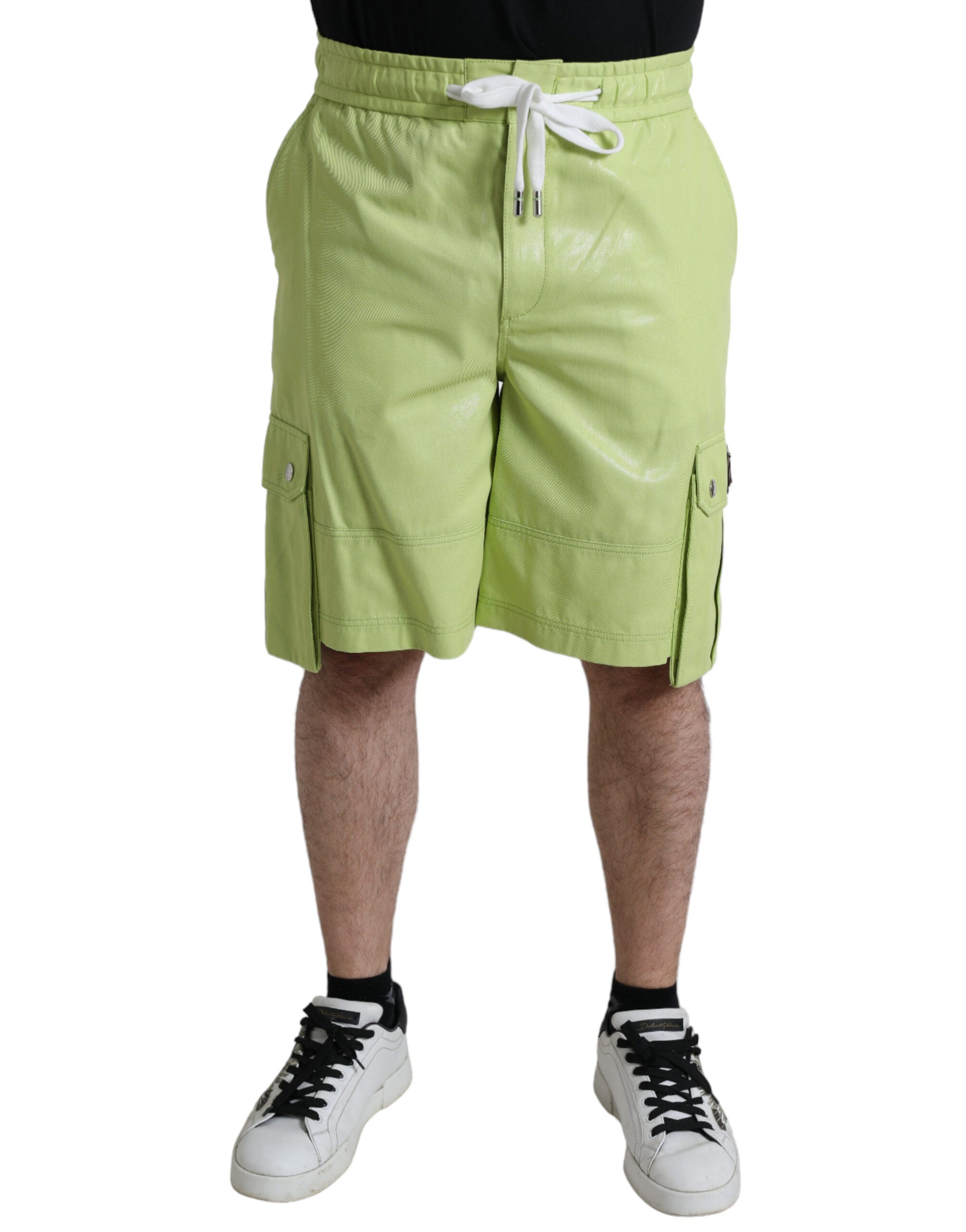 Dolce &amp; Gabbana Light Green Cotton Men Cargo Bermuda Shorts