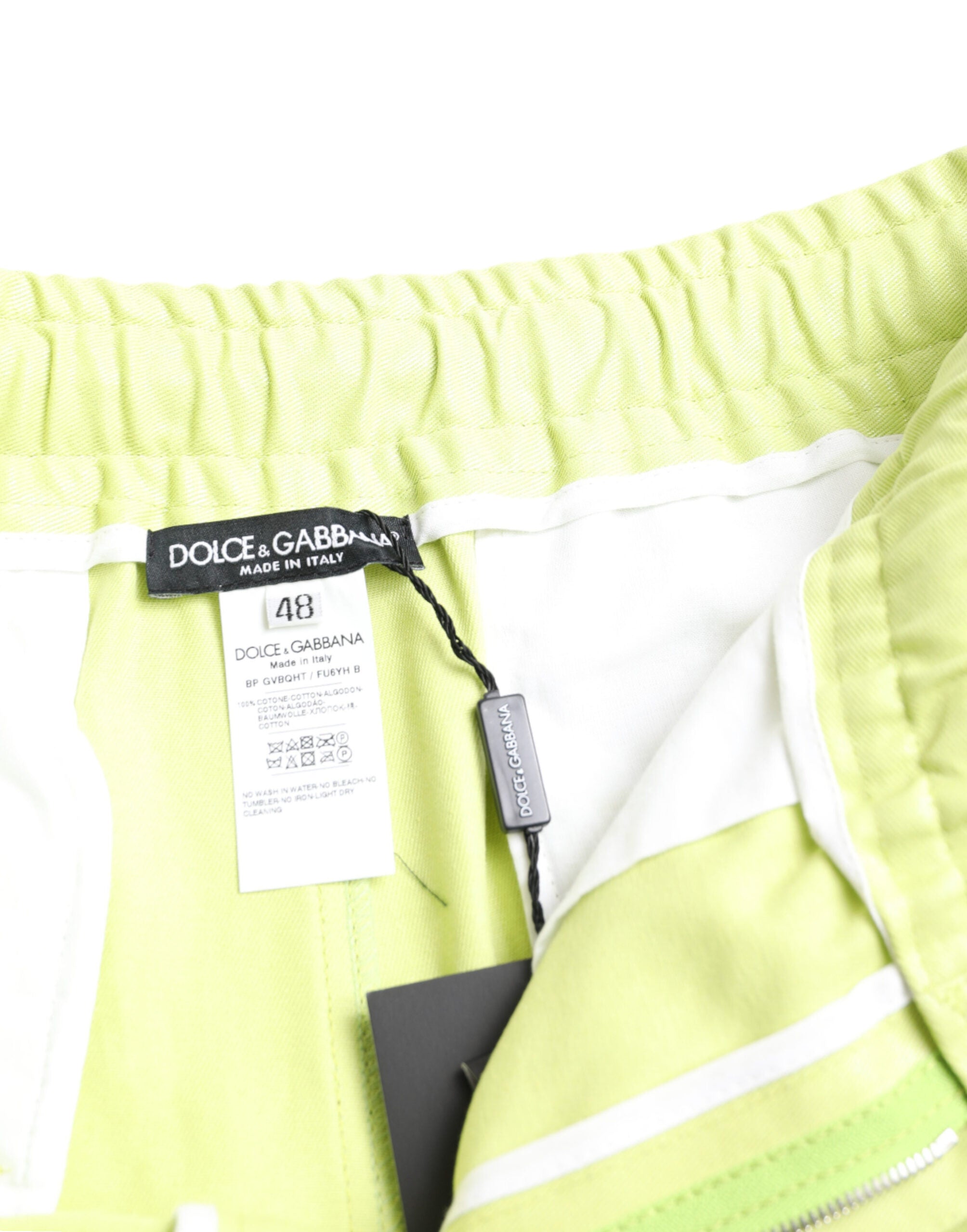 Dolce &amp; Gabbana Light Green Cotton Men Cargo Bermuda Shorts