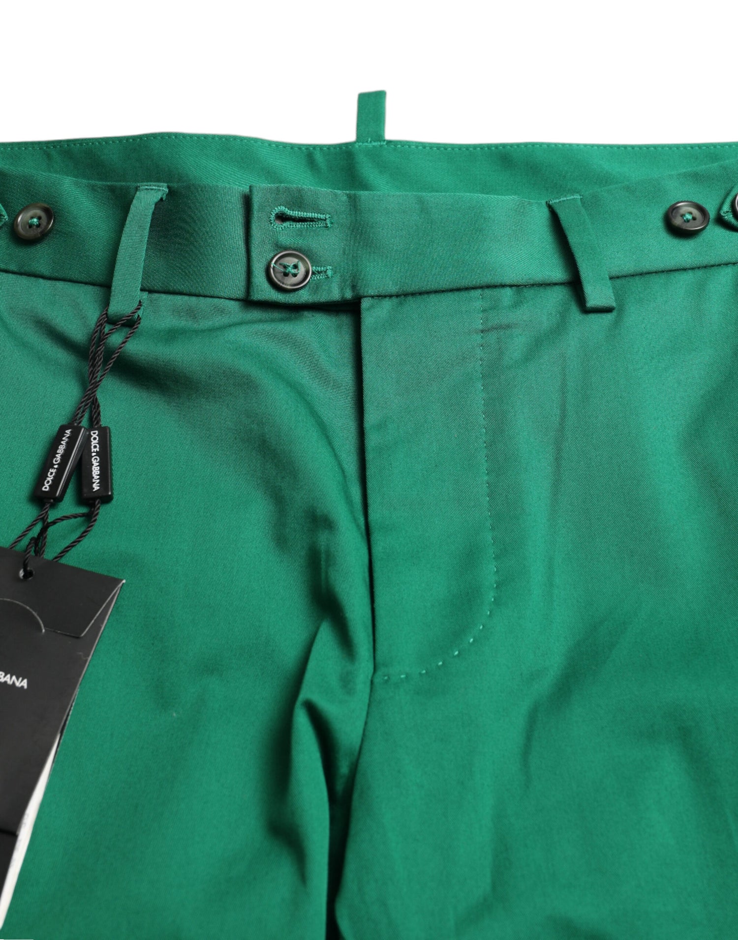 Dolce &amp;amp; Gabbana djupgröna bomullsstretchiga bermudashorts för män