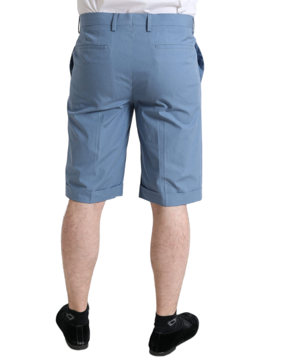 Dolce &amp;amp; Gabbana himmelsblå bomulls-bermudashorts med vikt fåll för män