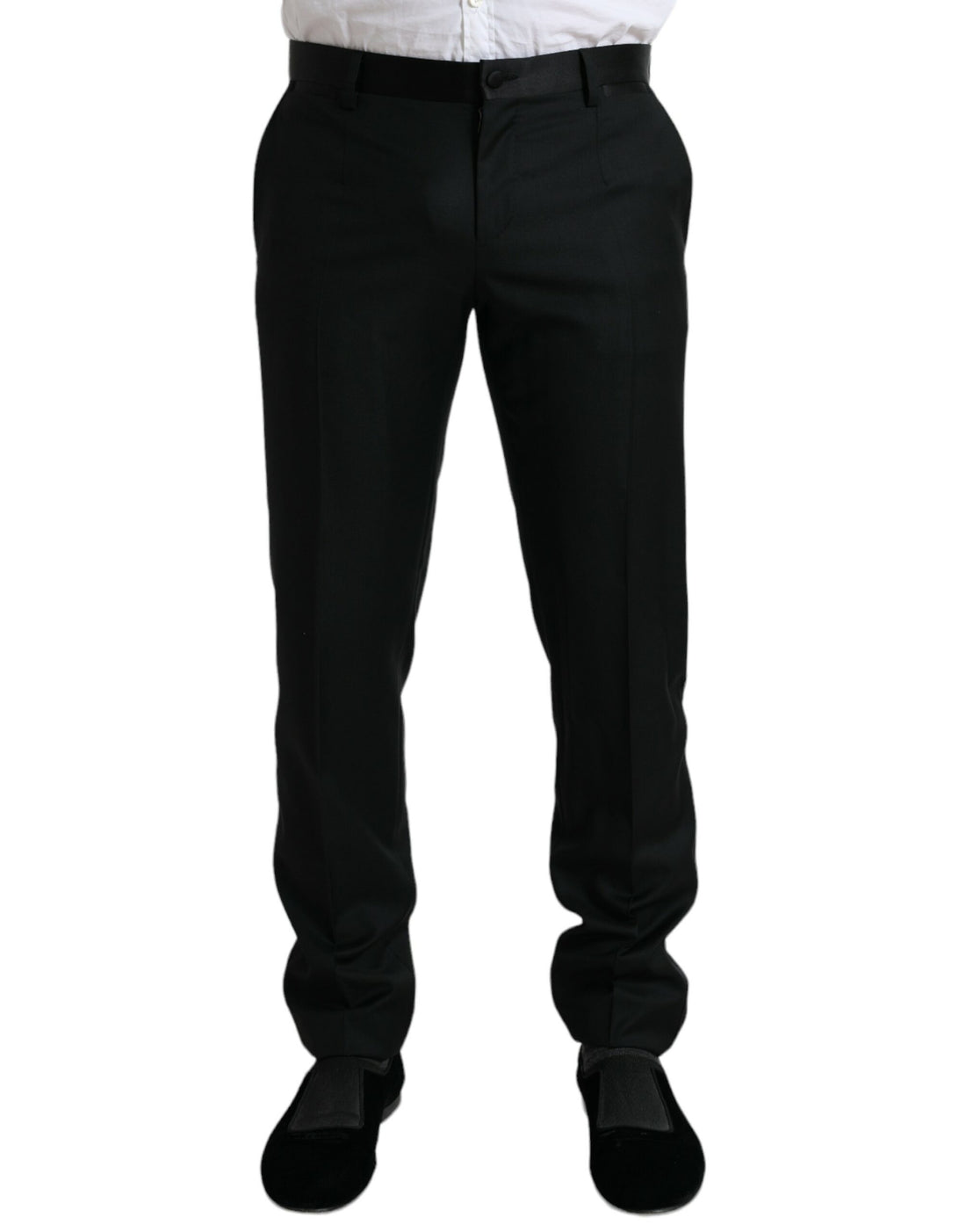 Dolce &amp;amp; Gabbana Svarta Ull Slim Fit Formella Byxor Dressbyxor