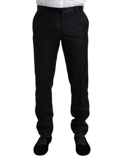 Dolce &amp;amp; Gabbana Svarta Ull Slim Fit Formella Byxor Dressbyxor