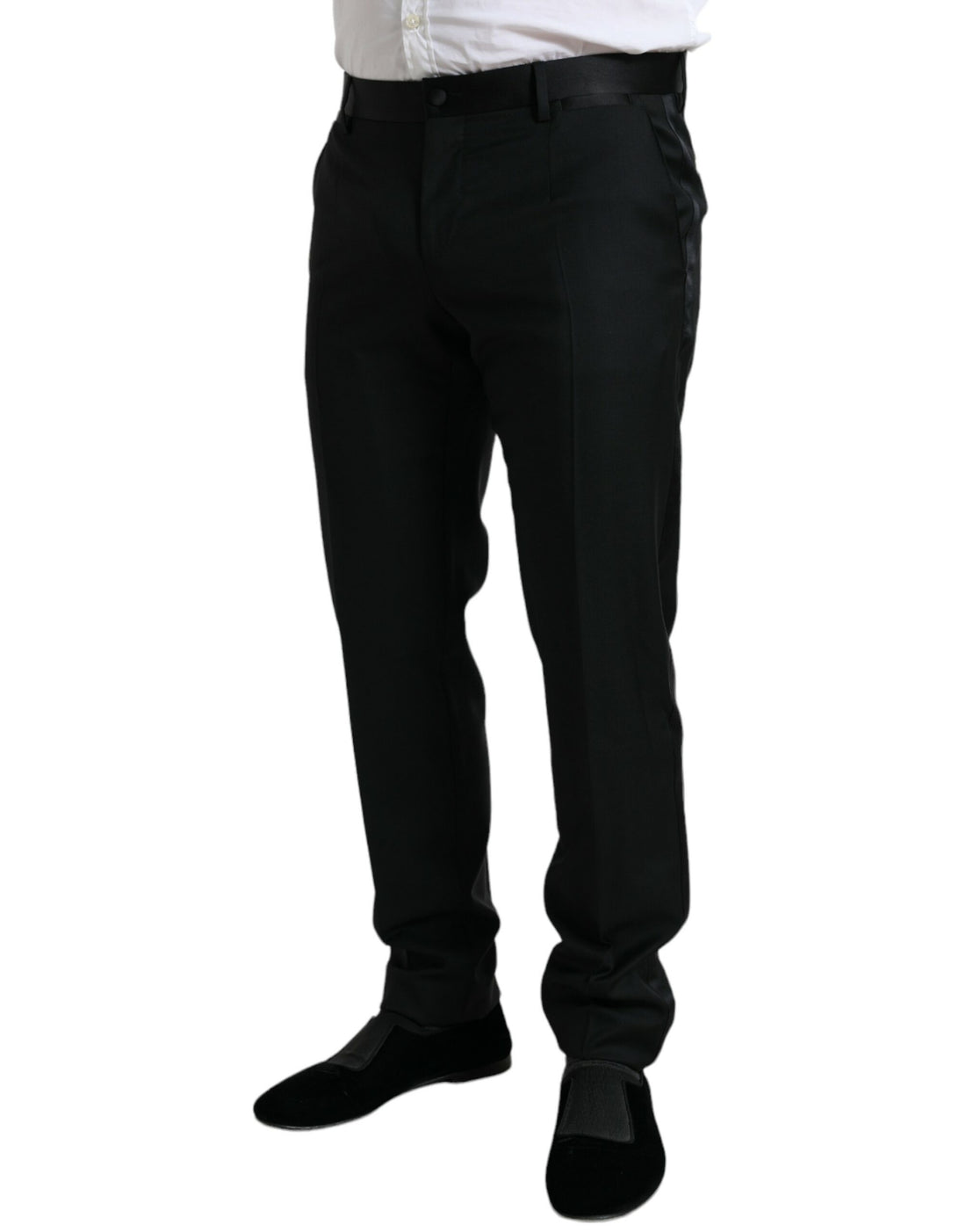 Dolce &amp;amp; Gabbana Svarta Ull Slim Fit Formella Byxor Dressbyxor