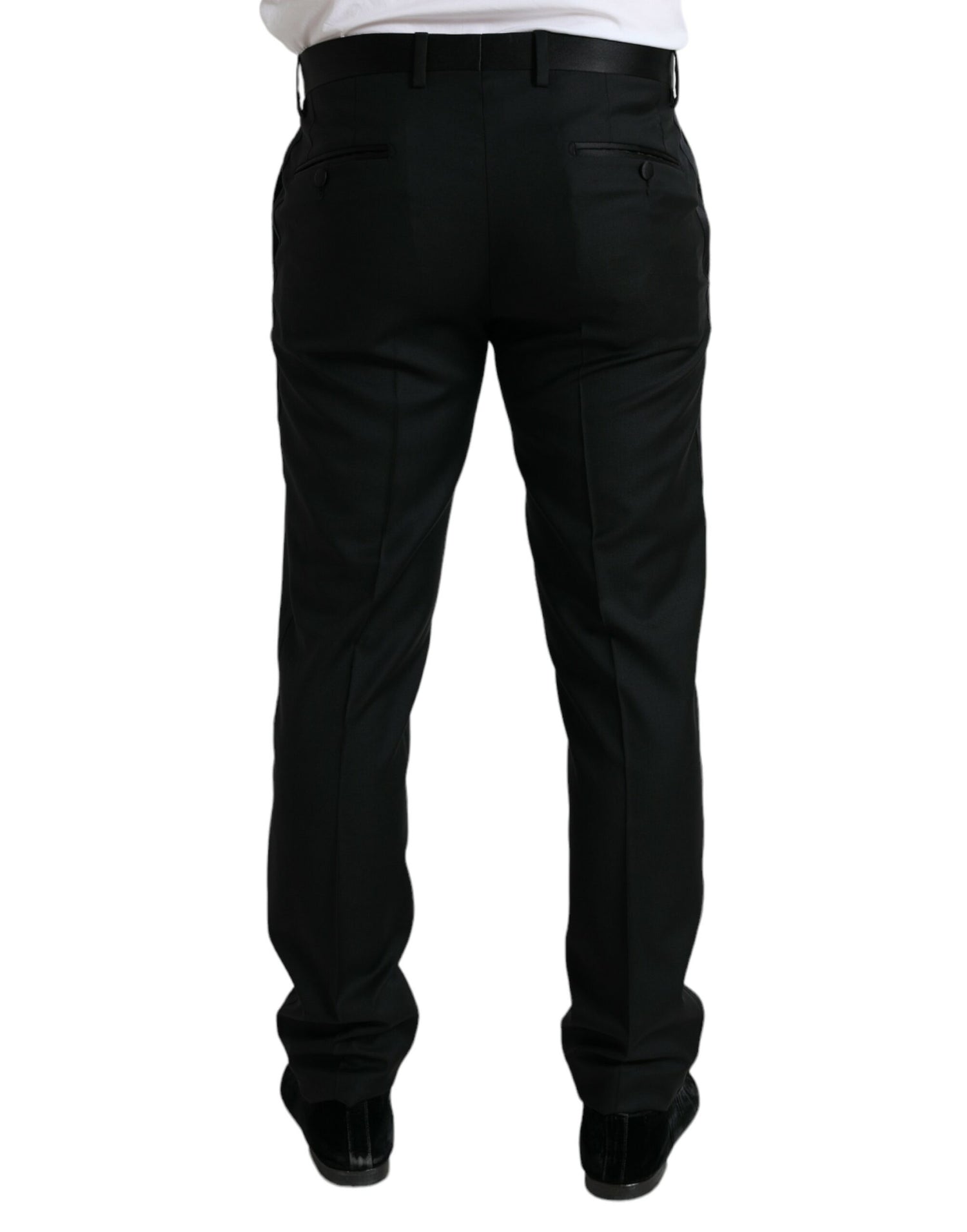 Dolce &amp;amp; Gabbana Svarta Ull Slim Fit Formella Byxor Dressbyxor
