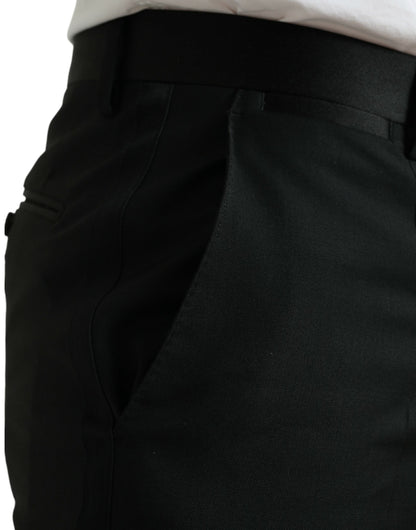 Dolce &amp;amp; Gabbana Svarta Ull Slim Fit Formella Byxor Dressbyxor