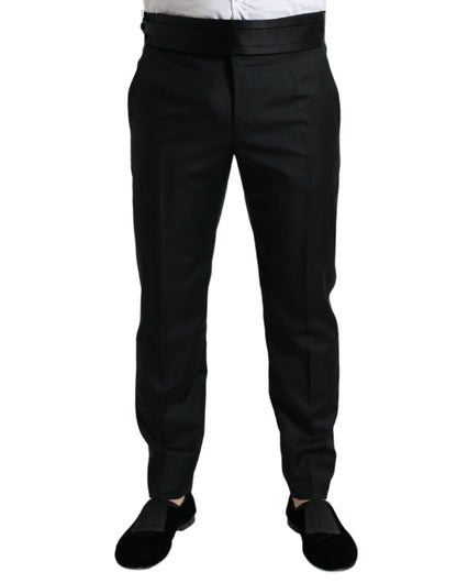 Dolce &amp;amp; Gabbana Svarta Ull Slim Fit Formella Byxor Dressbyxor