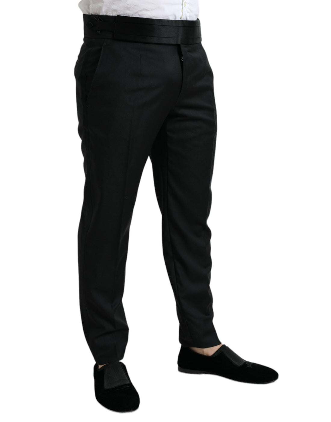 Dolce &amp;amp; Gabbana Svarta Ull Slim Fit Formella Byxor Dressbyxor