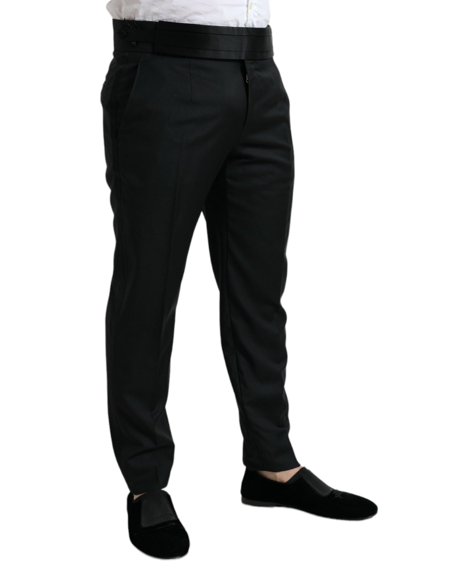 Dolce &amp;amp; Gabbana Svarta Ull Slim Fit Formella Byxor Dressbyxor