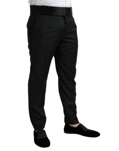 Dolce &amp;amp; Gabbana Svarta Ull Slim Fit Formella Byxor Dressbyxor