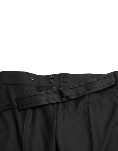 Dolce &amp;amp; Gabbana Svarta Ull Slim Fit Formella Byxor Dressbyxor