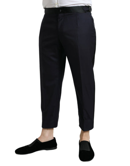 Dolce &amp; Gabbana Blue Wool Cropped Tapered Pants