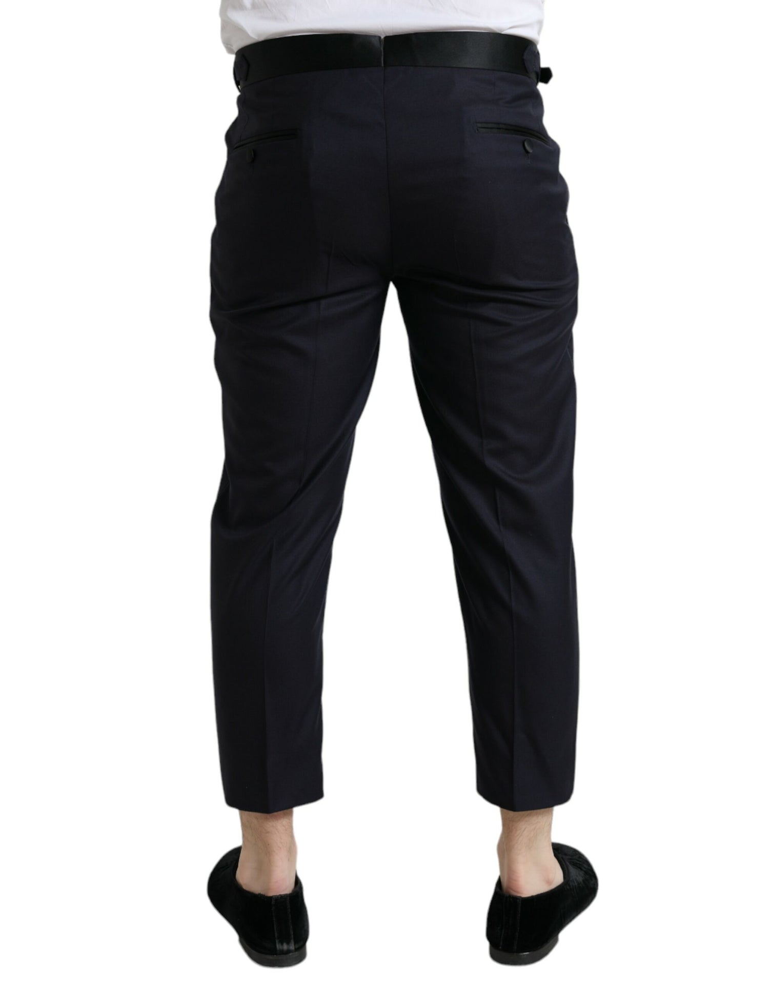 Dolce &amp; Gabbana Blue Wool Cropped Tapered Pants