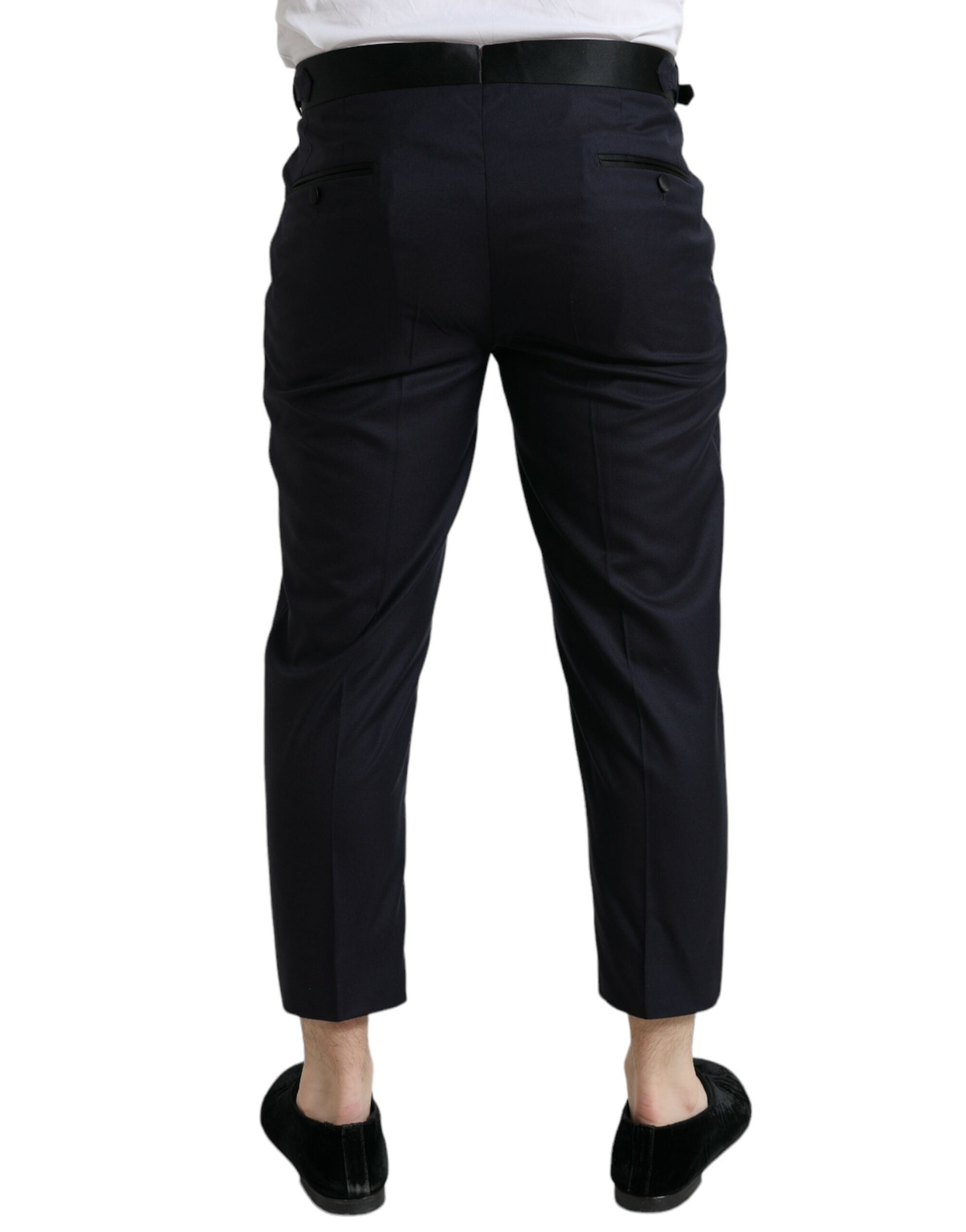 Dolce &amp; Gabbana Blue Wool Cropped Tapered Pants