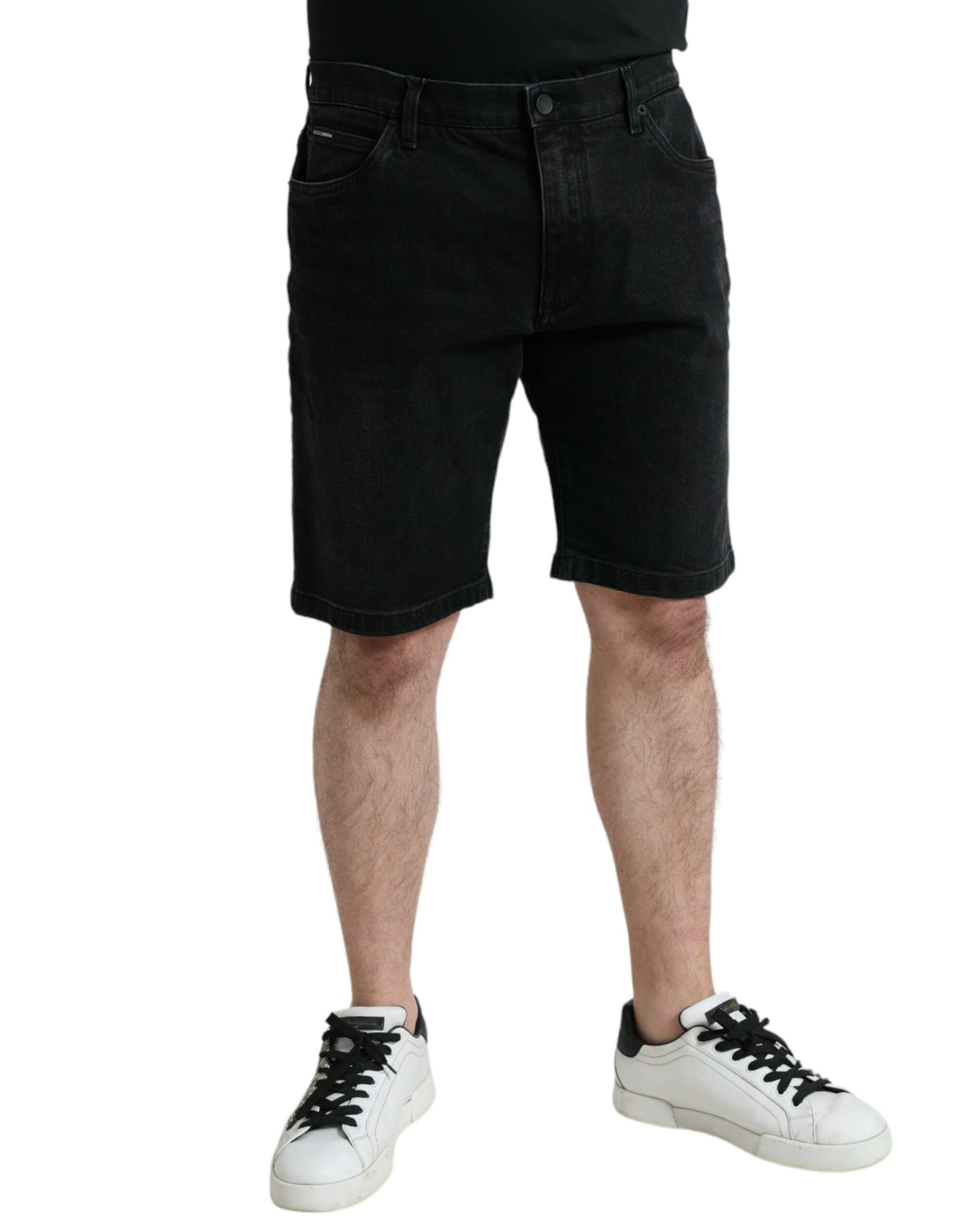 Dolce &amp; Gabbana Black Cotton Stretch Bermuda Denim Shorts
