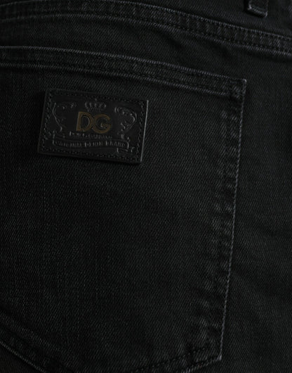 Dolce &amp; Gabbana Black Cotton Stretch Bermuda Denim Shorts