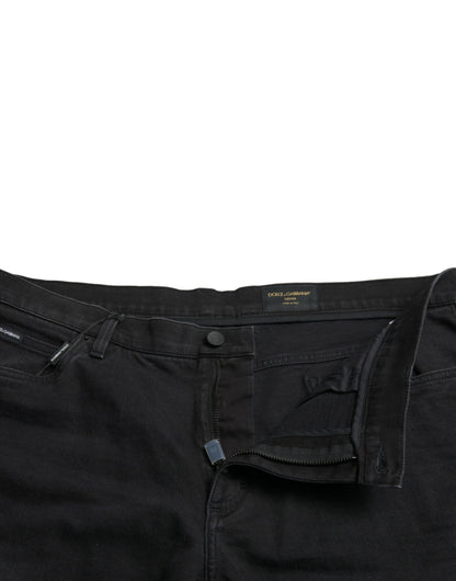 Dolce &amp; Gabbana Black Cotton Stretch Bermuda Denim Shorts