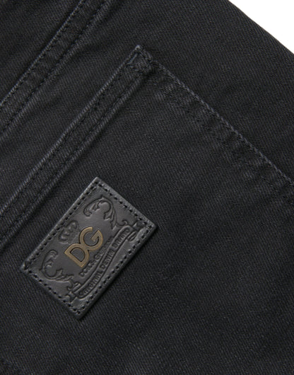 Dolce &amp; Gabbana Black Cotton Stretch Bermuda Denim Shorts