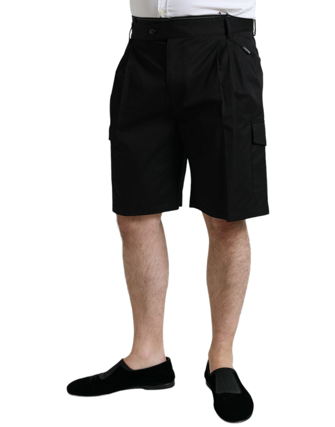 Dolce &amp;amp; Gabbana Svarta Bomullsstretchiga Cargo Bermudashorts