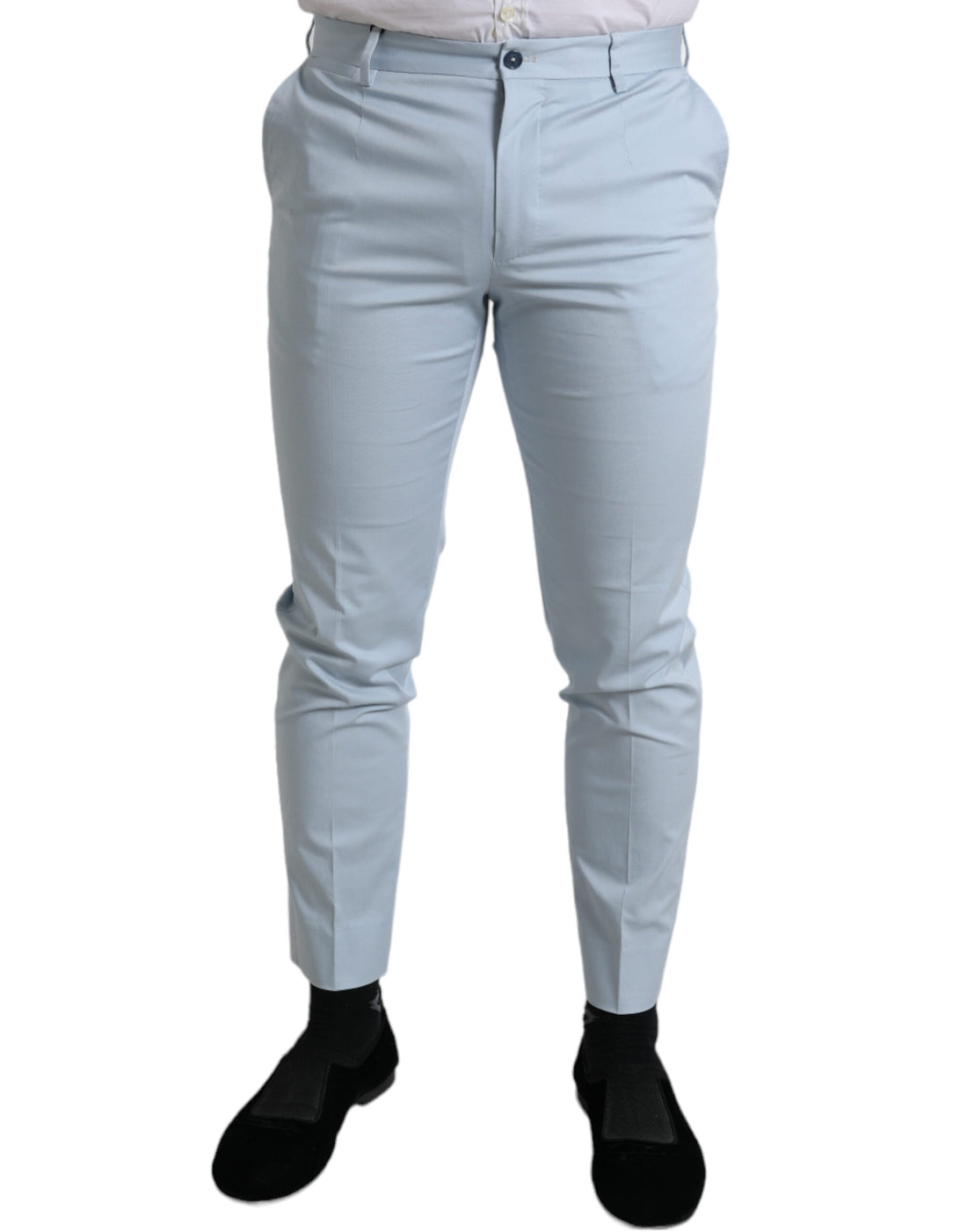Dolce &amp;amp; Gabbana himmelsblå bomullsstretchiga skinnybyxor