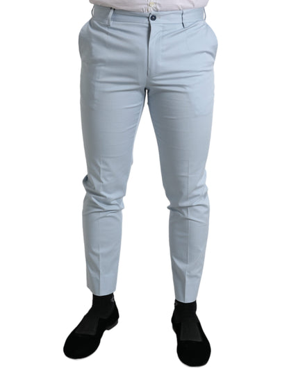 Dolce &amp;amp; Gabbana himmelsblå bomullsstretchiga skinnybyxor
