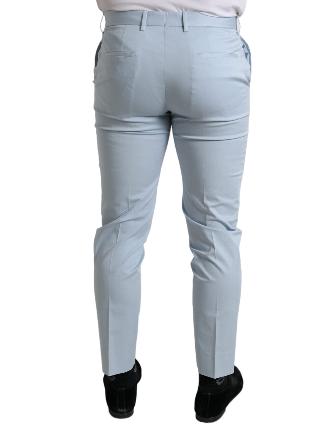 Dolce &amp;amp; Gabbana himmelsblå bomullsstretchiga skinnybyxor