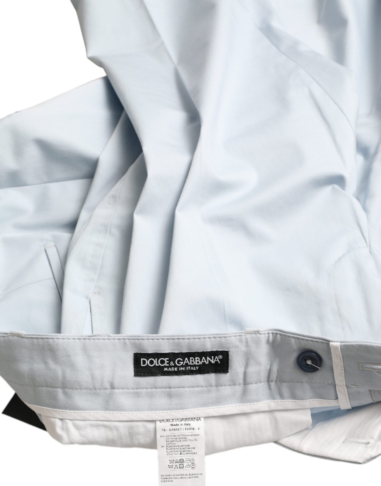 Dolce &amp;amp; Gabbana himmelsblå bomullsstretchiga skinnybyxor