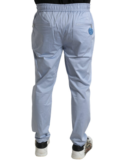 Dolce &amp; Gabbana Light Blue Cotton Stretch Jogger Pants