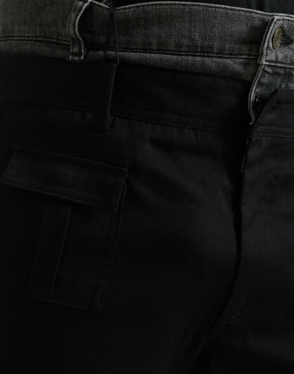 Dolce &amp;amp; Gabbana Svarta Grå Slimmade Bomullsdenimjeansbyxor