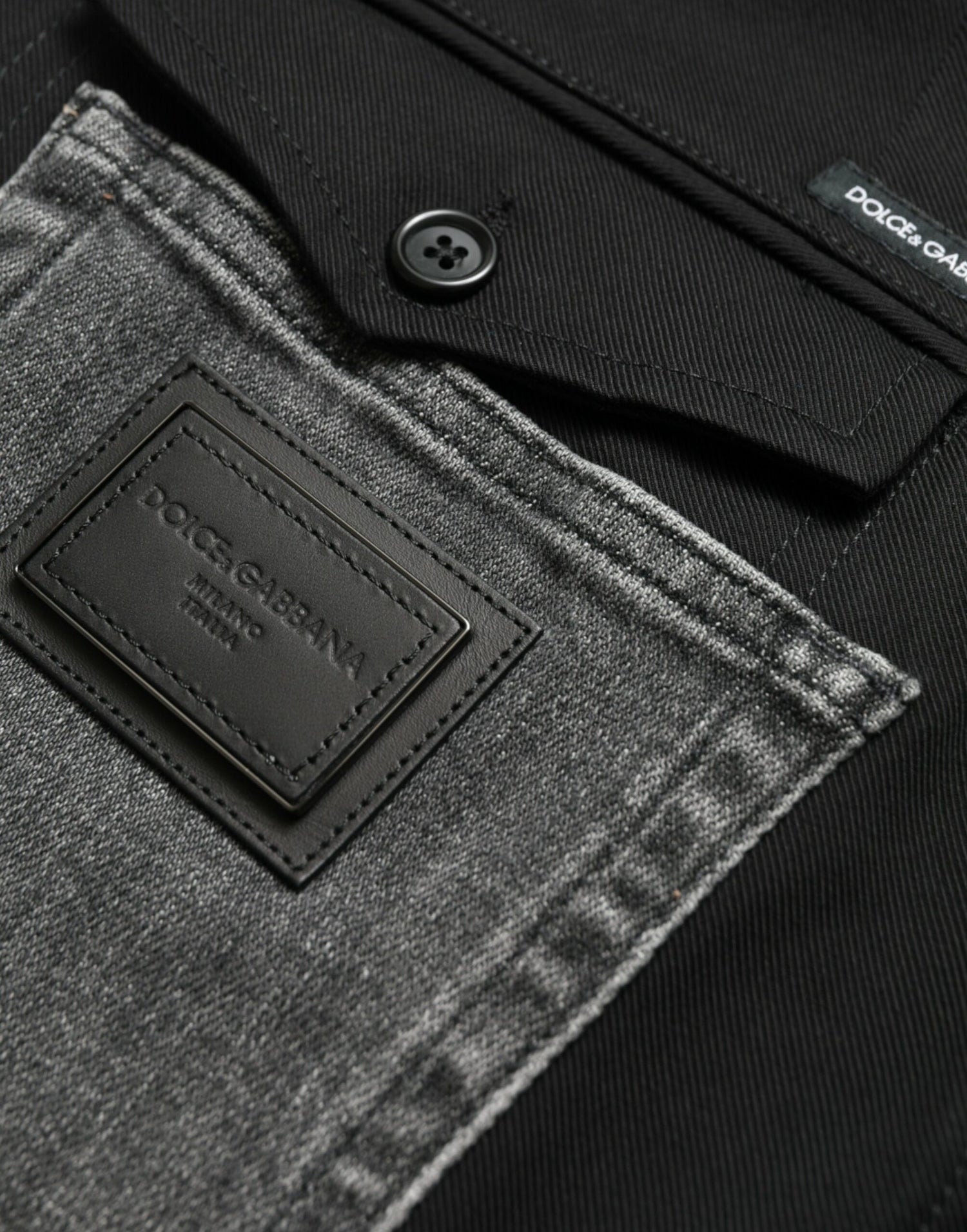 Dolce &amp;amp; Gabbana Svarta Grå Slimmade Bomullsdenimjeansbyxor