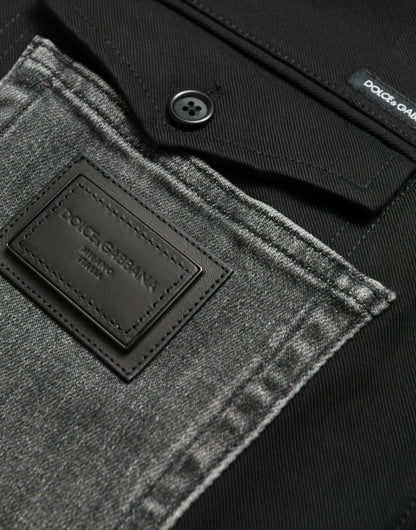 Dolce &amp;amp; Gabbana Svarta Grå Slimmade Bomullsdenimjeansbyxor