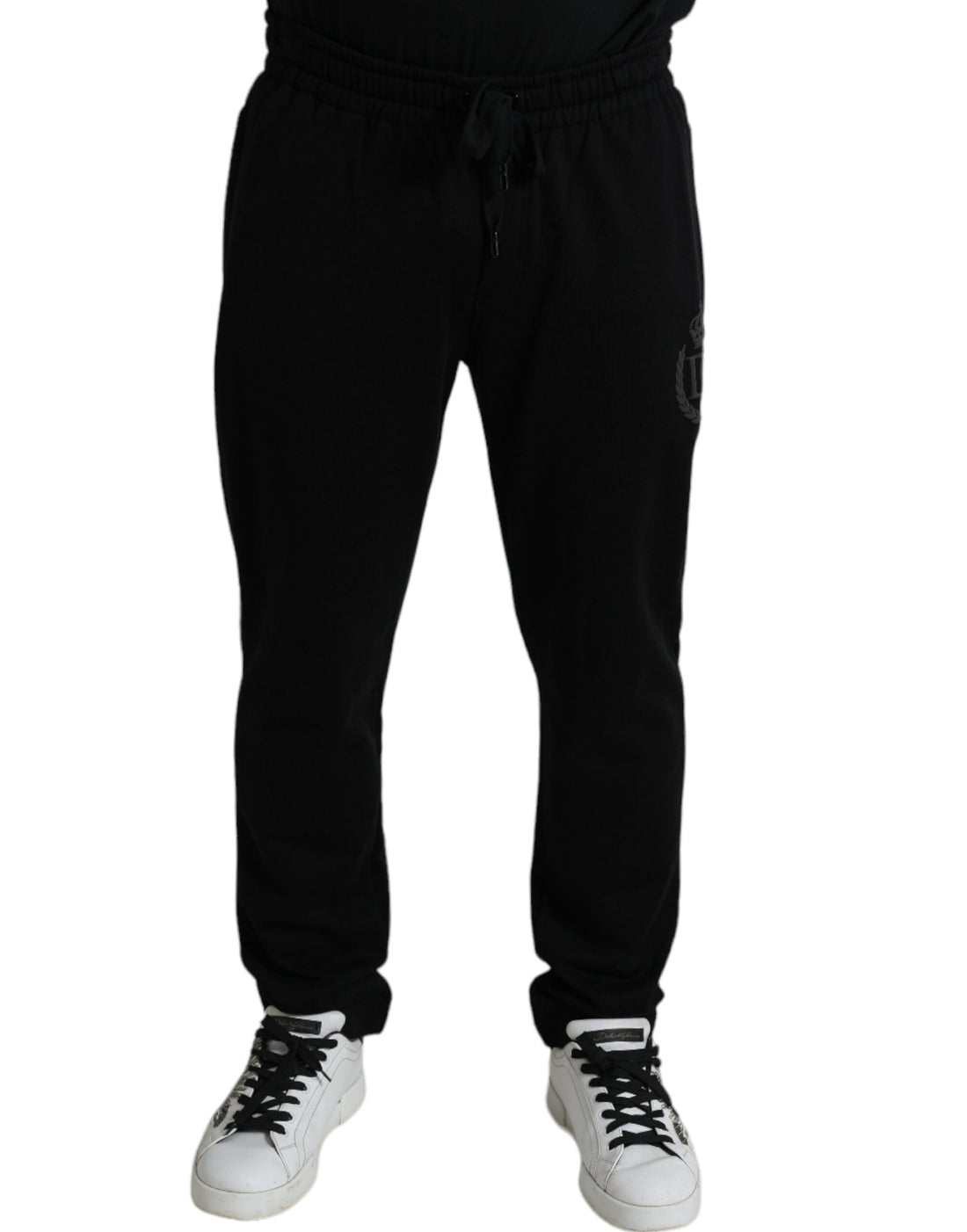 Dolce &amp;amp; Gabbana Svarta DG Logo Skinny Jogger Sweatpants Byxor