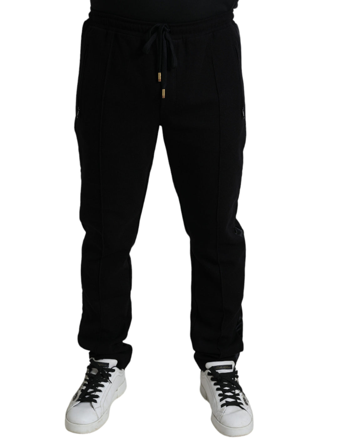 Dolce &amp;amp; Gabbana Svarta Bomulls Skinny Jogger Träningsbyxor