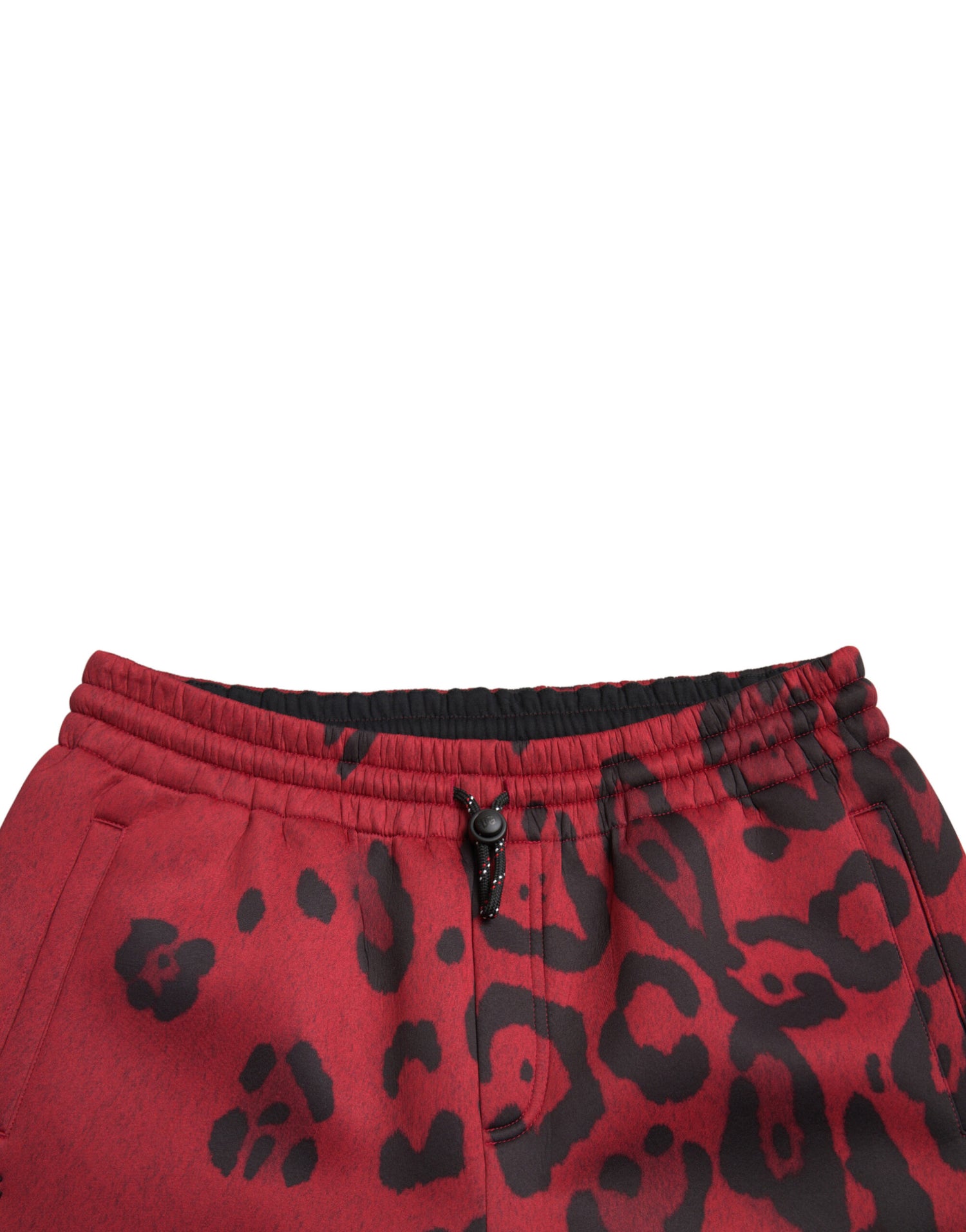 Dolce &amp;amp; Gabbana Röda Svarta Leopard Stretchiga Joggingbyxor