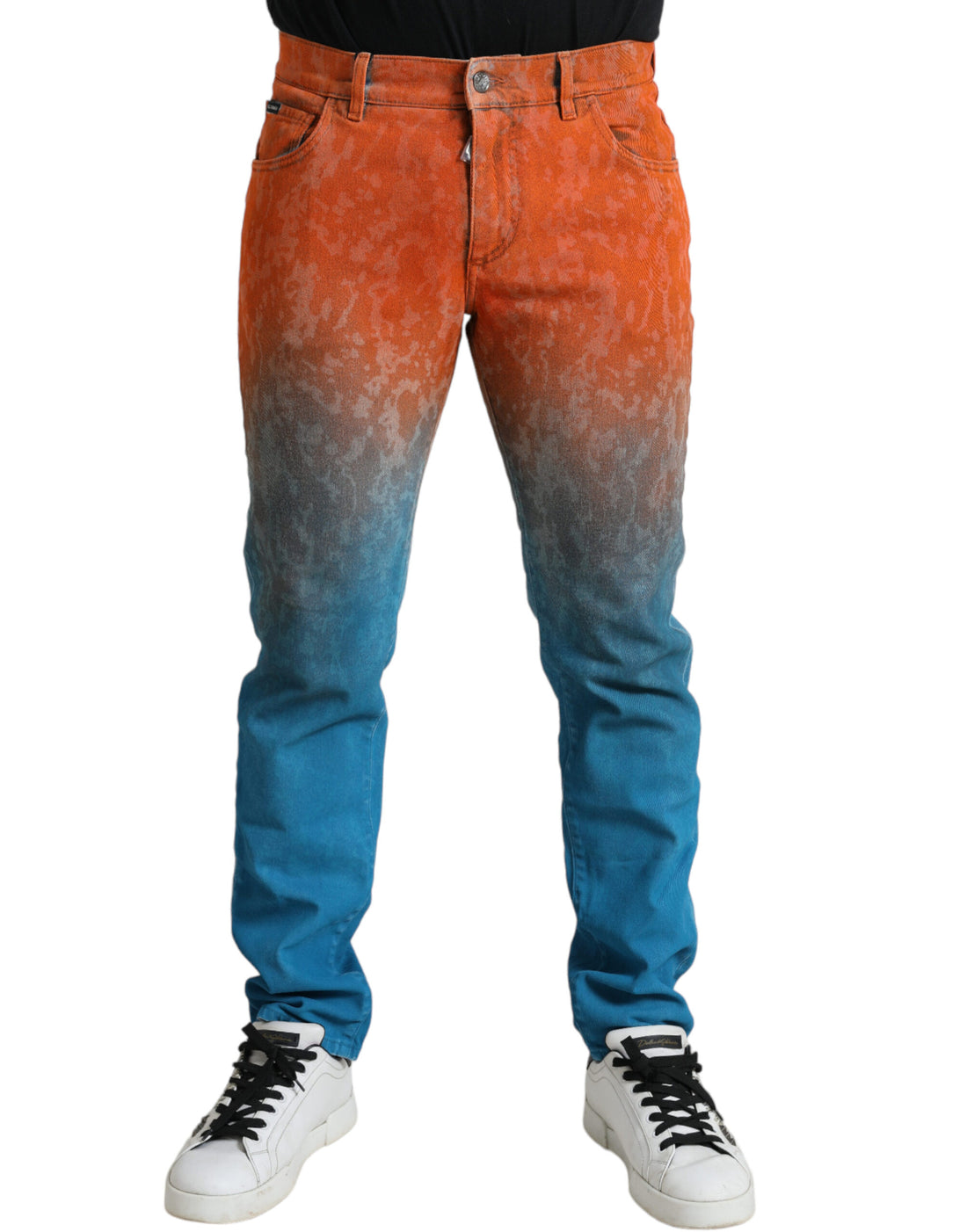 Dolce &amp;amp; Gabbana Flerfärgade Ombre Bomull Slim Fit Denim Jeans