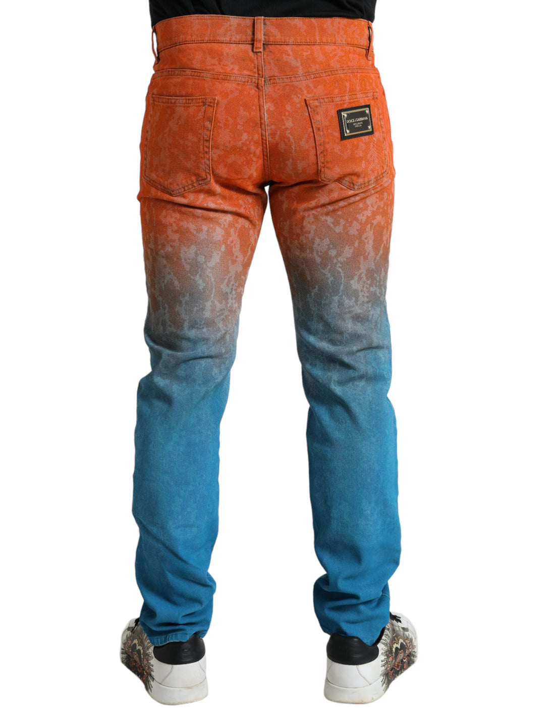 Dolce &amp;amp; Gabbana Flerfärgade Ombre Bomull Slim Fit Denim Jeans