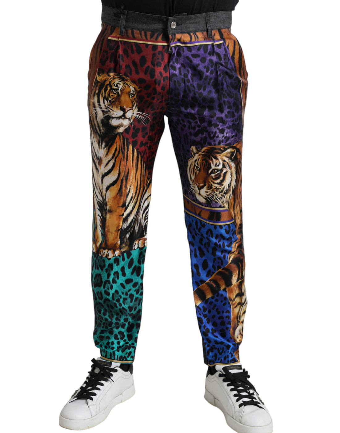 Dolce &amp;amp; Gabbana Flerfärgade Tiger Bomulls Lösa Denim Jeans