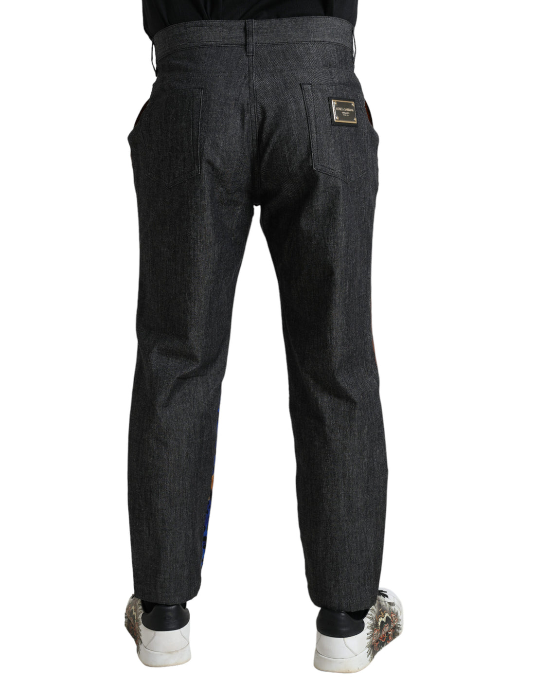 Dolce &amp;amp; Gabbana Flerfärgade Tiger Bomulls Lösa Denim Jeans