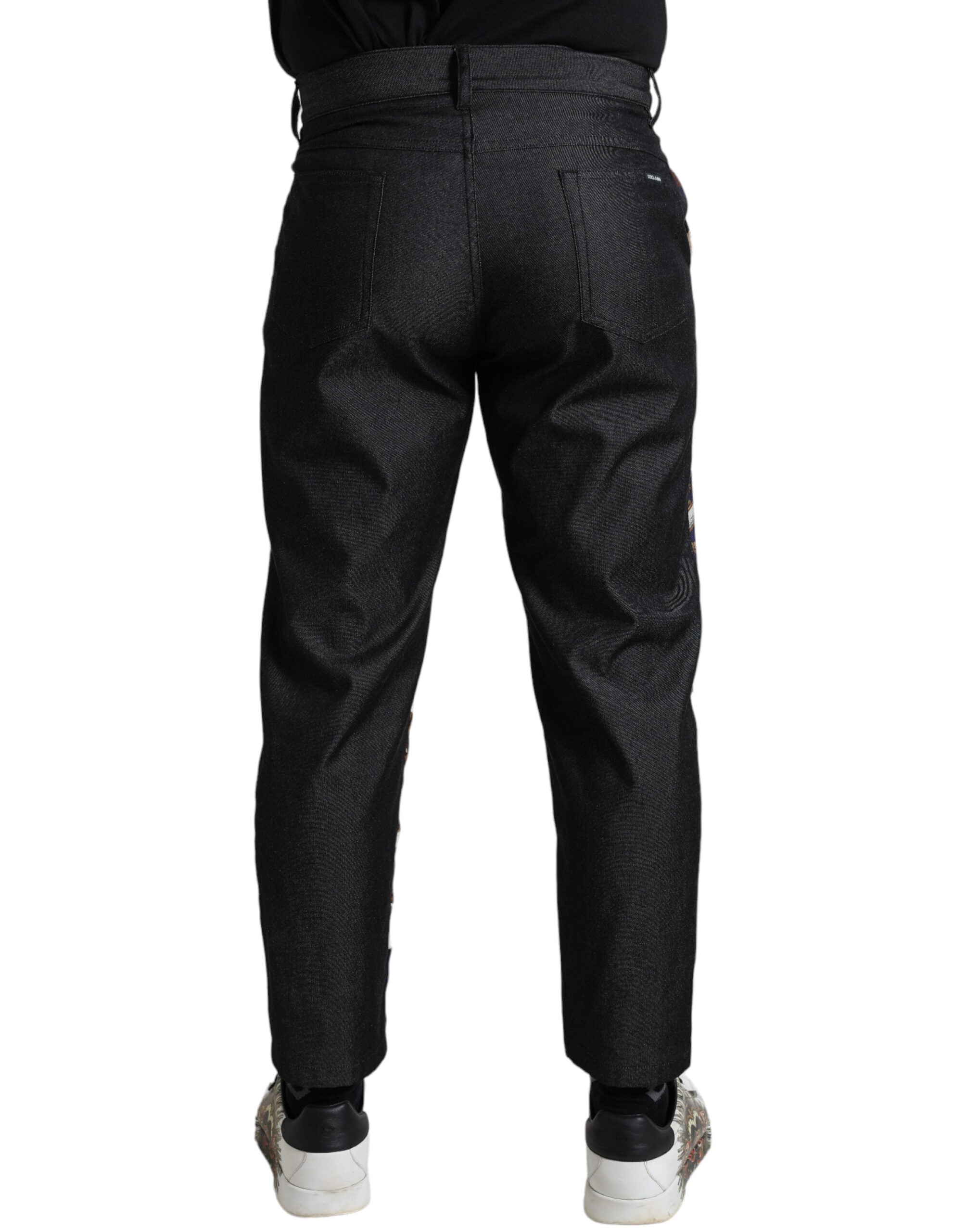 Dolce &amp;amp; Gabbana Flerfärgade Heraldiska Skinny Herrbyxor