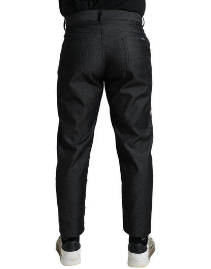 Dolce &amp;amp; Gabbana Flerfärgade Heraldiska Skinny Herrbyxor
