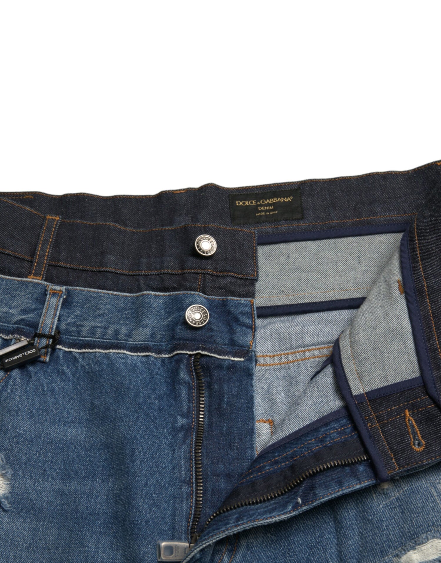 Dolce &amp; Gabbana Blue Tattered Cotton Men Denim Jeans