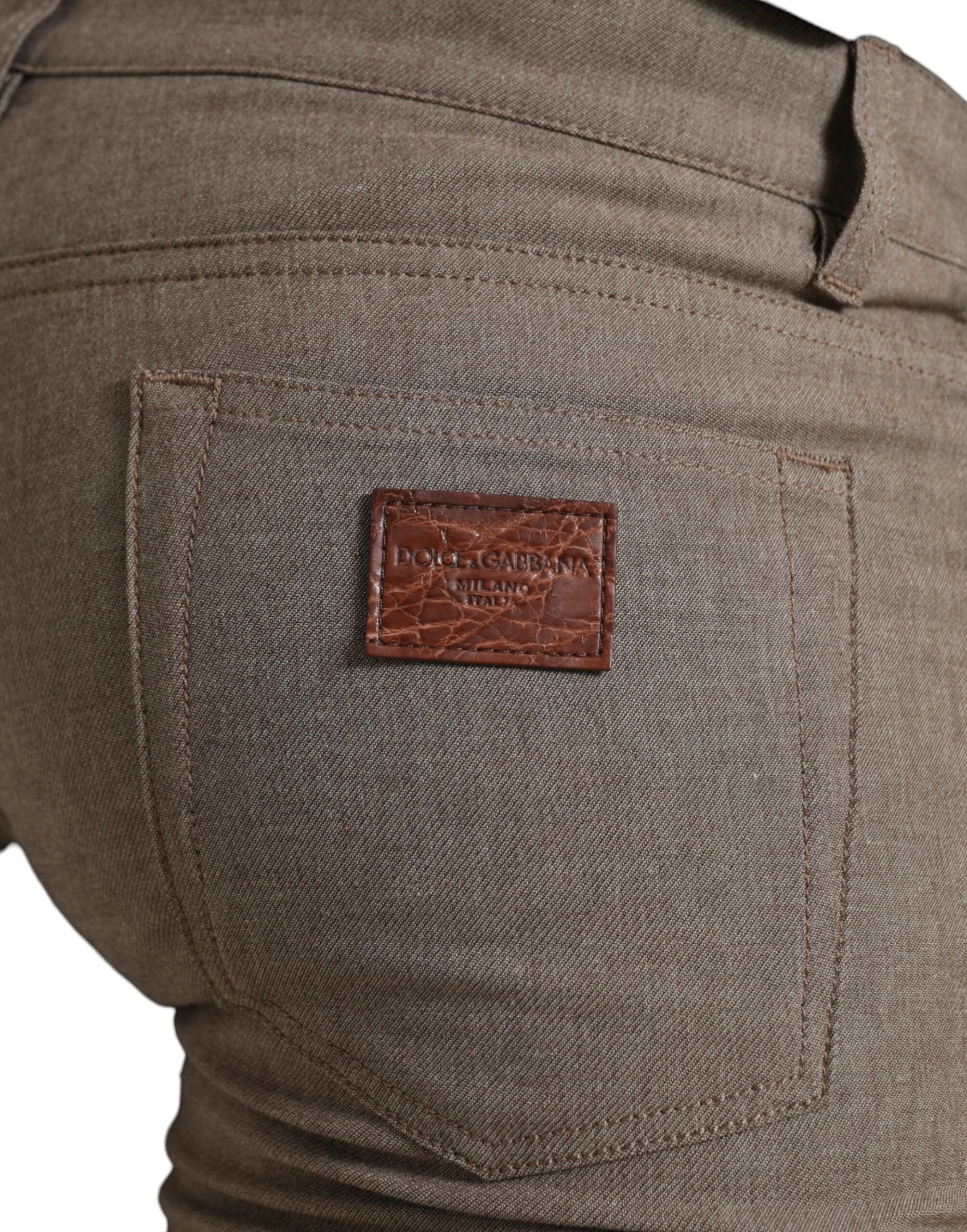 Dolce &amp; Gabbana Brown Cotton Stretch Skinny Men Pants