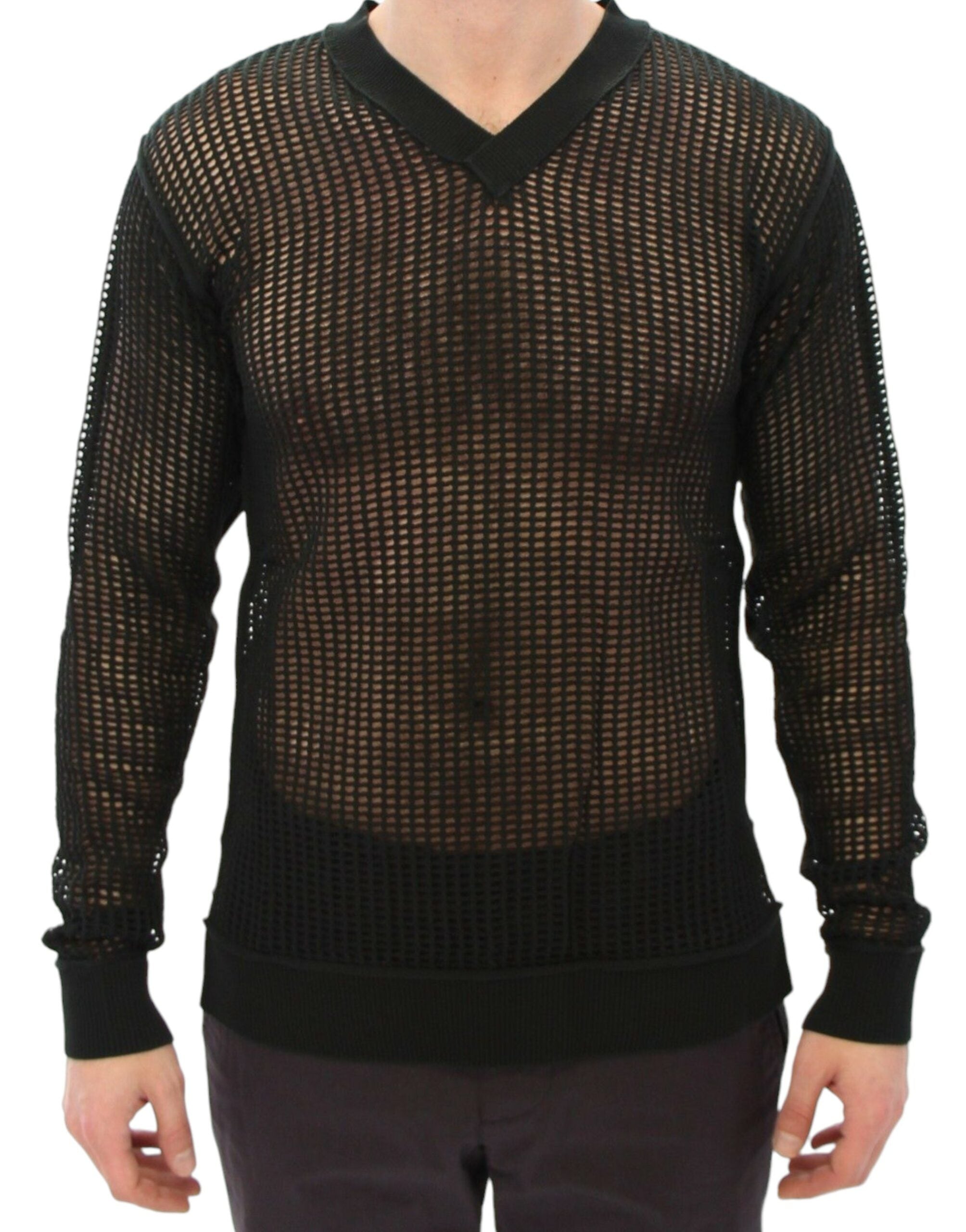 Dolce &amp;amp; Gabbana Mörkgrön Runway Netz Pullover Nättröja